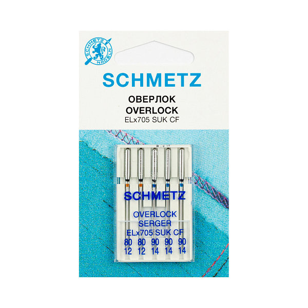 Иглы Schmetz 22:40FB1.VZS джерси для оверлоков и плоскошовных машин ELx705 SUK № 80(2) 90(3), 5 шт